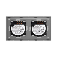 Intrerupator Dublu + Dublu cu Touch din Sticla LUXION, gri