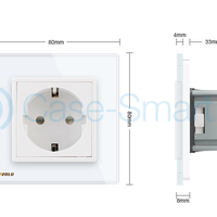Priza simpla Livolo cu rama din sticla, alb