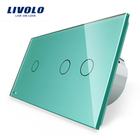 Intrerupator simplu + dublu cu touch Livolo din sticla, verde