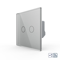 Intrerupator Dublu Cap Scara / Cruce Wireless cu Touch LIVOLO - Serie Noua, gri