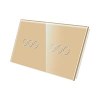 Panou Intrerupator Triplu + Triplu cu Touch Din Sticla LUXION, auriu