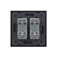 Intrerupator Dublu Mecanic Cap Cruce LIVOLO cu Rama din Sticla - Serie Noua, negru