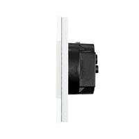 Intrerupator Simplu Cap Scara / Cruce + Priza cu Rama din Sticla LUXION, Serie A, alb