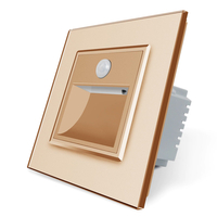 Lampa de veghe LED Livolo cu rama din sticla, Senzor miscare incorporat, auriu