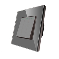 Intrerupator Triplu Mecanic LUXION cu Rama din Sticla, gri