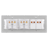 Intrerupator Dublu + 2 Prize cu Rama din Sticla LUXION, Standard Italian, 6M, alb