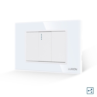 Intrerupator Simplu Cap Scara Mecanic 1M si 2 Taste False LUXION cu Rama din Sticla, Standard Italian, 3M, alb