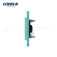 Priza simpla audio Livolo cu rama din sticla, verde