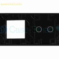 Panou intrerupator dublu cu touch + priza simpla Livolo din sticla, negru