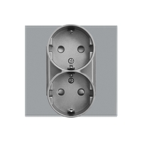 Priza Dubla LUXION cu Rama din Sticla Pentru Doza Simpla, gri