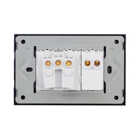 Intrerupator Simplu + Priza cu Rama din Sticla LUXION, Standard Italian, 3M, negru