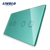 Panou intrerupator dublu+dublu cu touch Livolo din sticla, verde