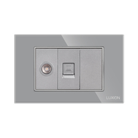 Priza TV + Internet cu Rama din Sticla LUXION, Standard Italian, 3M, gri