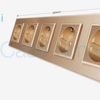 Priza cvintupla Livolo cu rama din sticla, auriu