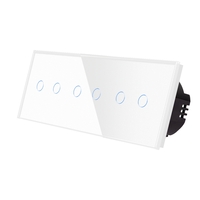 Intrerupator Dublu + Dublu + Dublu cu Touch din Sticla LUXION, alb