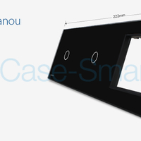 Panou 2 intrerupatoare simple cu touch si priza Livolo din sticla, negru