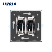 Priza dubla audio Livolo cu rama din sticla, alb