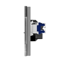 Priza Tripla Schuko + TV + Internet cu Rama Din Sticla LUXION, gri