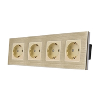 Priza Cvadrupla LUXION cu rama din aluminiu, auriu