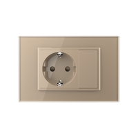 Priza simpla cu blank Livolo cu rama din sticla 3M, standard Italian, Serie noua, auriu