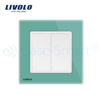 Priza blank/goala Livolo cu rama din sticla, verde