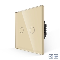 Intrerupator Dublu Cap Scara cu Touch din Sticla LUXION, RF433, auriu