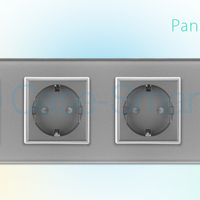 Priza cvadrupla Livolo cu rama din sticla, gri