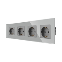 Priza Cvadrupla LUXION cu rama din sticla, gri