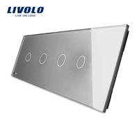 Panou 4 intrerupatoare simple cu touch Livolo din sticla, gri