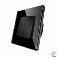 Intrerupator Dublu Cap Scara Mecanic LUXION cu Rama din Sticla, negru