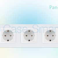 Priza cvintupla + priza TV Internet Livolo cu rama din sticla, alb