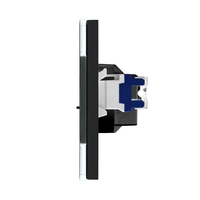 Priza Tripla Schuko + TV + Internet cu Rama Din Sticla LUXION, negru