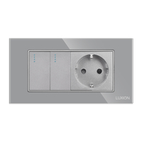 Intrerupator Dublu Cap Scara + Priza cu Rama din Sticla LUXION, Standard Italian, 4M, gri