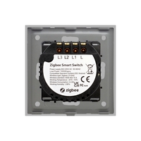 Intrerupator Triplu cu Touch din Sticla LUXION, protocol ZigBee, gri