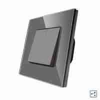 Intrerupator Dublu Cap Scara Mecanic LUXION cu Rama din Sticla, gri