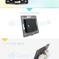 Priza dubla TV + telefon Livolo, negru