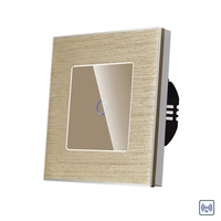 Intrerupator Simplu cu Touch din Sticla si Rama de Aluminiu LUXION, RF433, auriu