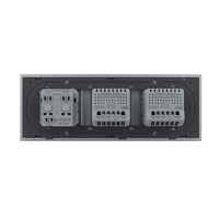 Intrerupator Dublu + Dublu + Priza LIVOLO cu Rama Din Sticla, Standard Italian, 6M, gri