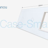 Panou 2 intrerupatoare simple cu touch si priza Livolo din sticla, alb