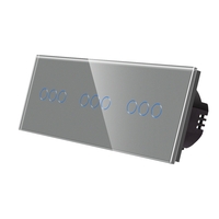 Intrerupator Triplu + Triplu + Triplu cu Touch din Sticla LUXION, gri