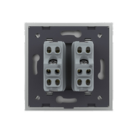 Priza dubla module inguste Livolo cu rama din sticla - standard german, gri