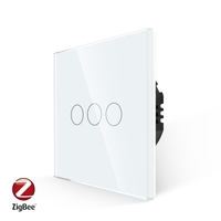 Intrerupator Triplu cu Touch din Sticla LUXION, protocol ZigBee, alb
