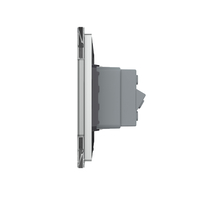 Priza dubla module inguste Livolo cu rama din sticla - standard german, gri