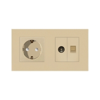 Priza Schuko + TV + Internet cu Rama Din Sticla LUXION, auriu