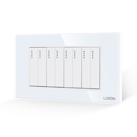 Intrerupator Mecanic 8 Posturi LUXION cu Rama din Sticla, Standard Italian, 4M, alb