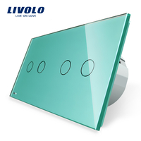 Intrerupator dublu + dublu cu touch Livolo din sticla, verde