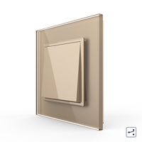 Intrerupator Simplu Mecanic si Cap Scara , 2 Module LIVOLO cu Rama din Sticla - Serie Noua, auriu