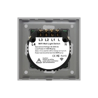 Intrerupator Cvadruplu Wi-Fi + RF433 cu Touch din Sticla LUXION, gri