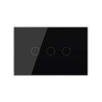 Intrerupator triplu cu touch Livolo din sticla, standard Italian, protocol ZigBee EC - Serie noua, negru