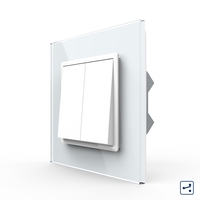 Intrerupator Dublu Mecanic Cap Cruce LIVOLO cu Rama din Sticla - Serie Noua, alb